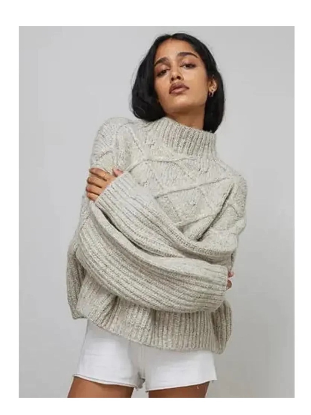 Lunya Chunky Knit Mock Neck Sweater - Soothing Grey